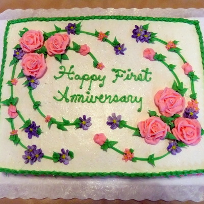 First Anniversary Half Sheet Cake
