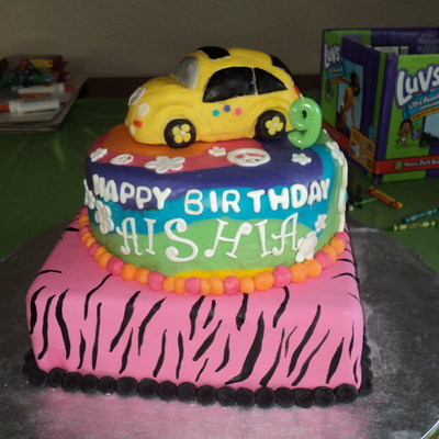 Tiger Stripes, Tie Dye, And Slugbug Cake