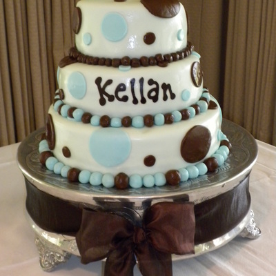 Blue And Brown Baby Shower Cake