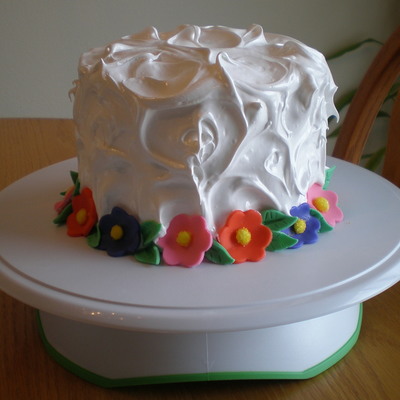 Round Cake W/ Bright Flowers