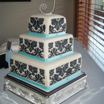 Black And White And Tiffany Blue Wedding Cake