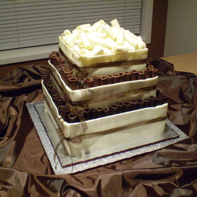 3 Tiers Of Chocolate Curls - Wedding Cake