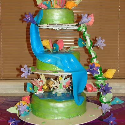 Tinkerbell And Friends Under The Waterfall