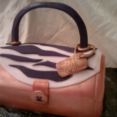 Coral Iridescent Purse Cake With Zebra Stripe
