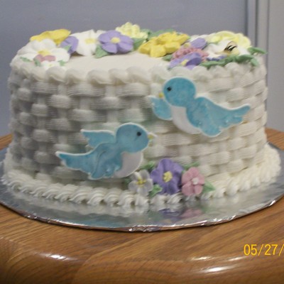 Basket Weave/flower Cake