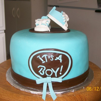 Blue & Brown Baby Shower Cake