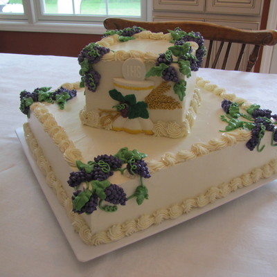 First Communion Cake With Grapes And Wheat