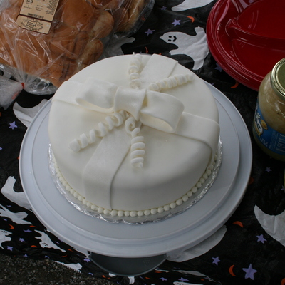 White Cake With Bow