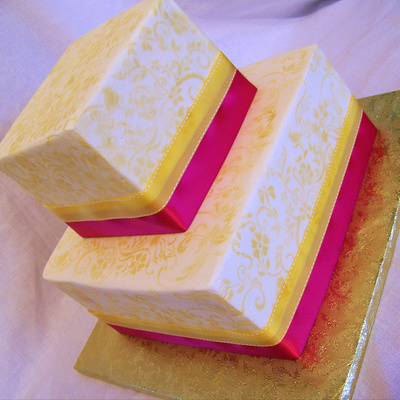Buttercream Stenciled Squares