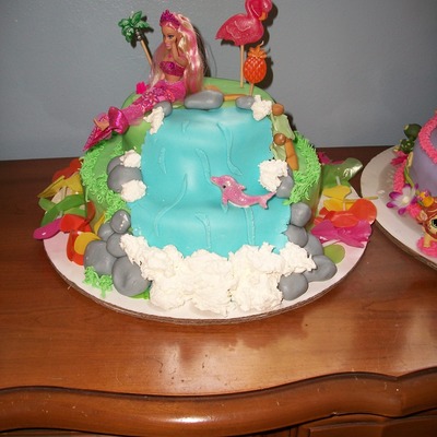 Hawaii Barbie Waterfall Cake