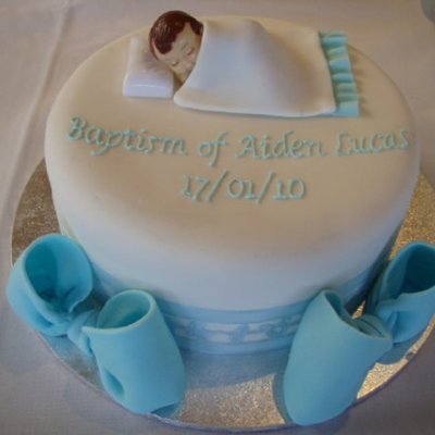 Blue Baptism Cake