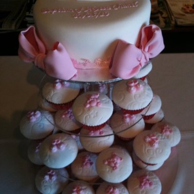 Pink Baptism Cake Tower