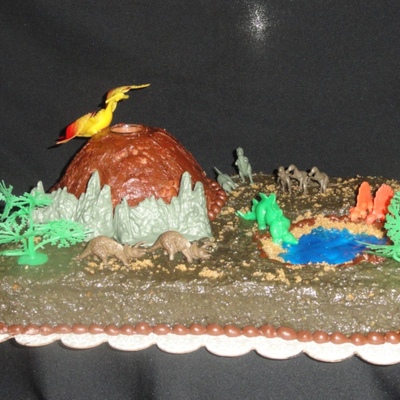 Erupting Volcano Dinosaur Cake
