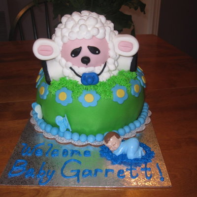 Lamb Baby Shower Cake