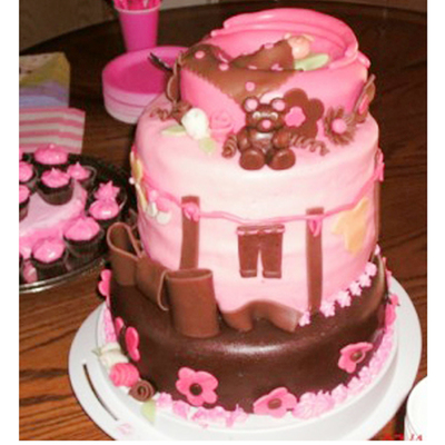 Pink & Brown Baby Shower Cake