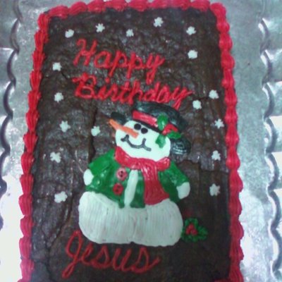 Snowman Brownie Cake