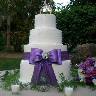 Purple Bow Wedding Cake