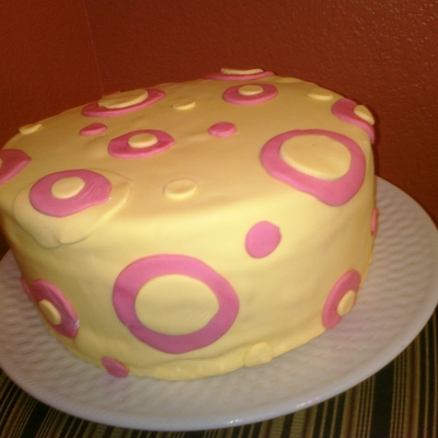 Yellow And Pink Fondant Cake!