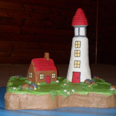 Lighthouse And Cottage Cake