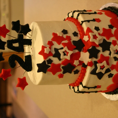 Red And Black Stars Birthday Cake