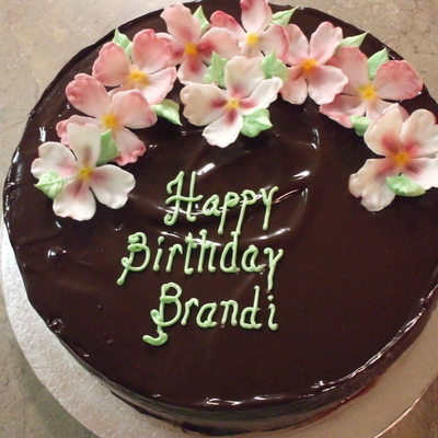 Chocolate Birthday Cake With Fondant Dogwood Flowers