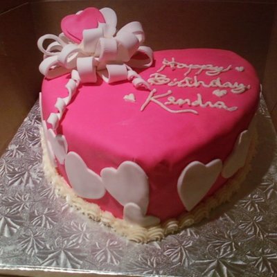 Pink Heart Bow Cake