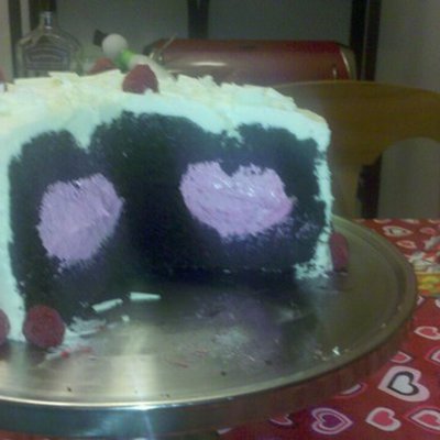 Raspberry Cream Filled Heart Cake