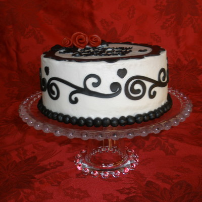 Black, White, Red Birthday Cake