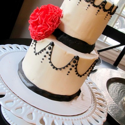 Black/white Cake W/ Carnation