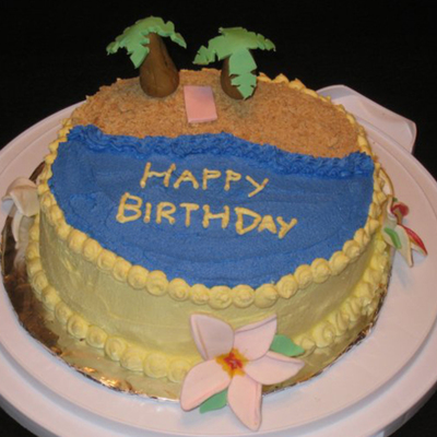 Hawaiian Beach Birthday Cake