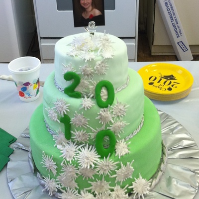 Green Snowflake Graduation Cake
