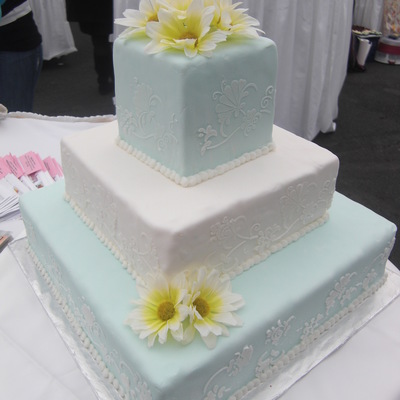Blue And White Wedding Cake