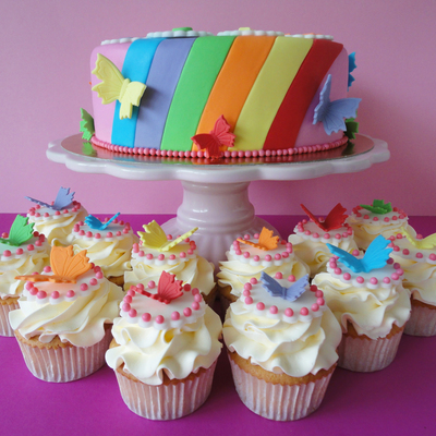 Rainbow Cake And Cupcakes