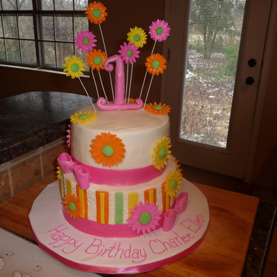Gerber Daisy Birthday Cake