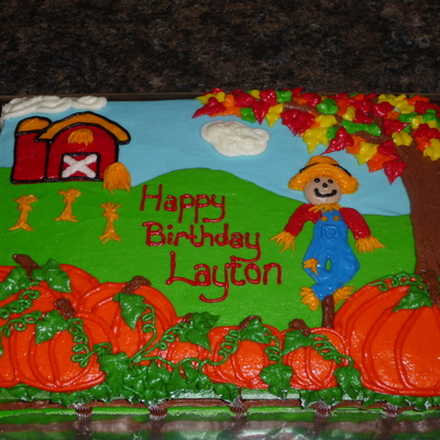 Fall Scene Birthday Cake