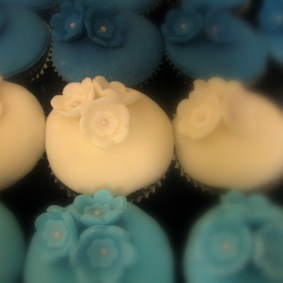 Blue And White Fondant Cupcakes