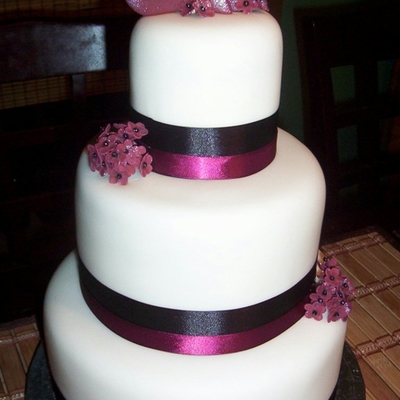Burgundy Black & White Bridal Cake