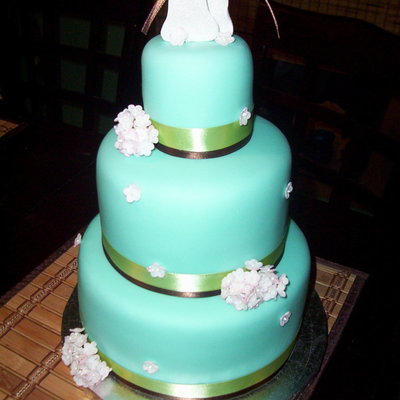 Teal W/ Brown Wedding Shower Cake