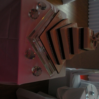 Diamonte Trim Offset Square Wedding Cake With Sparkle Lilly Topper