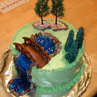 Waterfall Cake With Bridge