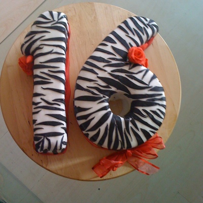 Zebra Print 16Th Birthday Cake