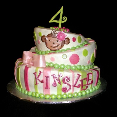 Pink And Lime Green Monkey Cake