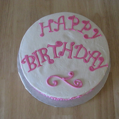 Pink Scroll Birthday Cake