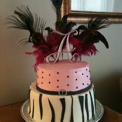 Zebra Striped 40Th Birthday Cake
