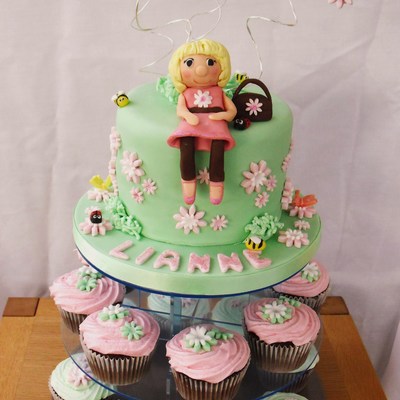 Pink And Green Birthday Cake