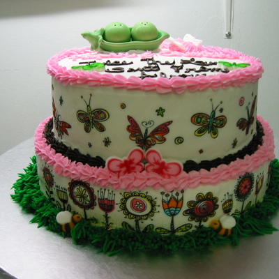 Twin Girl Shower Cake