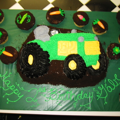 Tractor W/vegetable Cupcakes