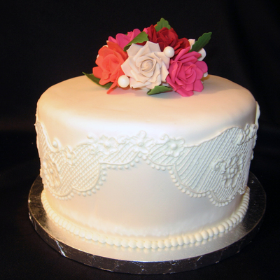 Floral And Lace Wedding Cake