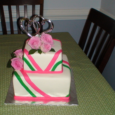 Pink And Green Wedding Cake