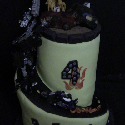 Motorcycle Transformer And Demolition Derby Cake